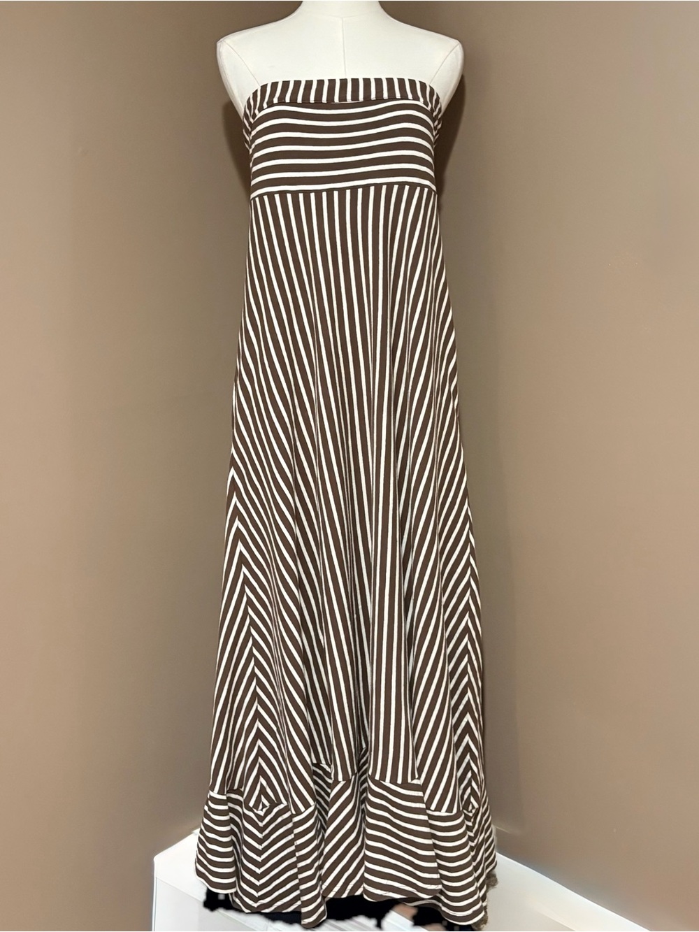 Sadie Striped Midi Dress by free-est at Free People 
Coconut Milk Combo Brown L - Picture 5 of 12